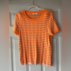 Madewell orange/beige ringer sweater top size L